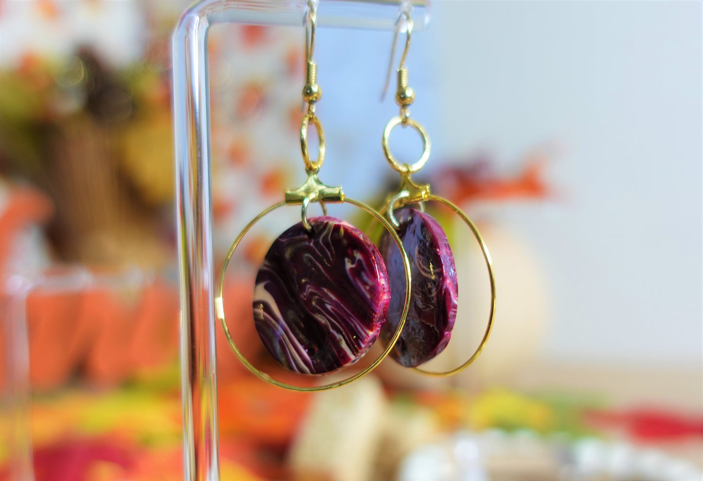 Burgundy Beauty - Mini Hoops