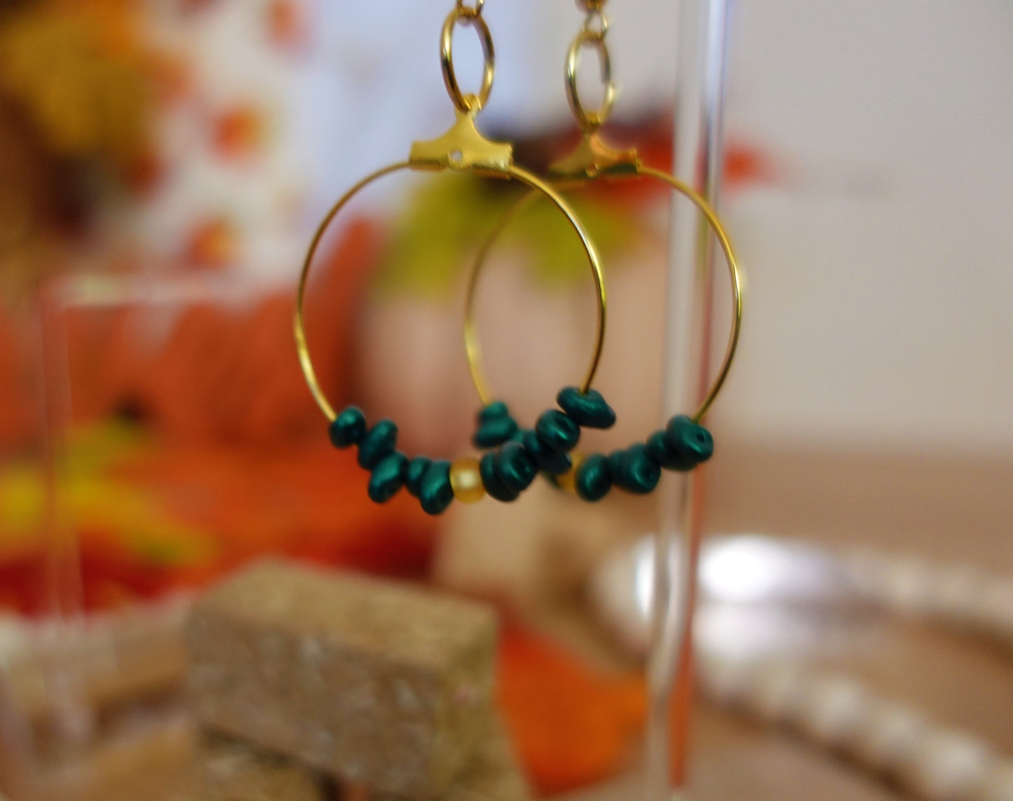 Beaded Mini Hoops - Turquoise