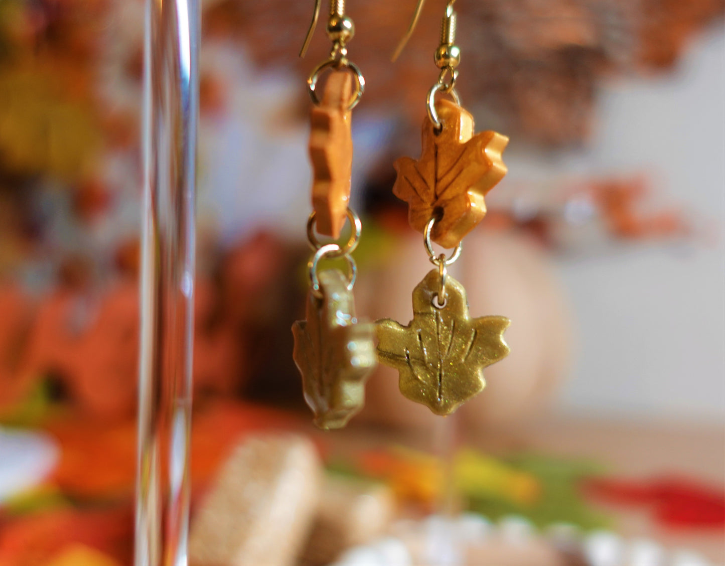 Fallen Leaves - Orange + Gold Dangles