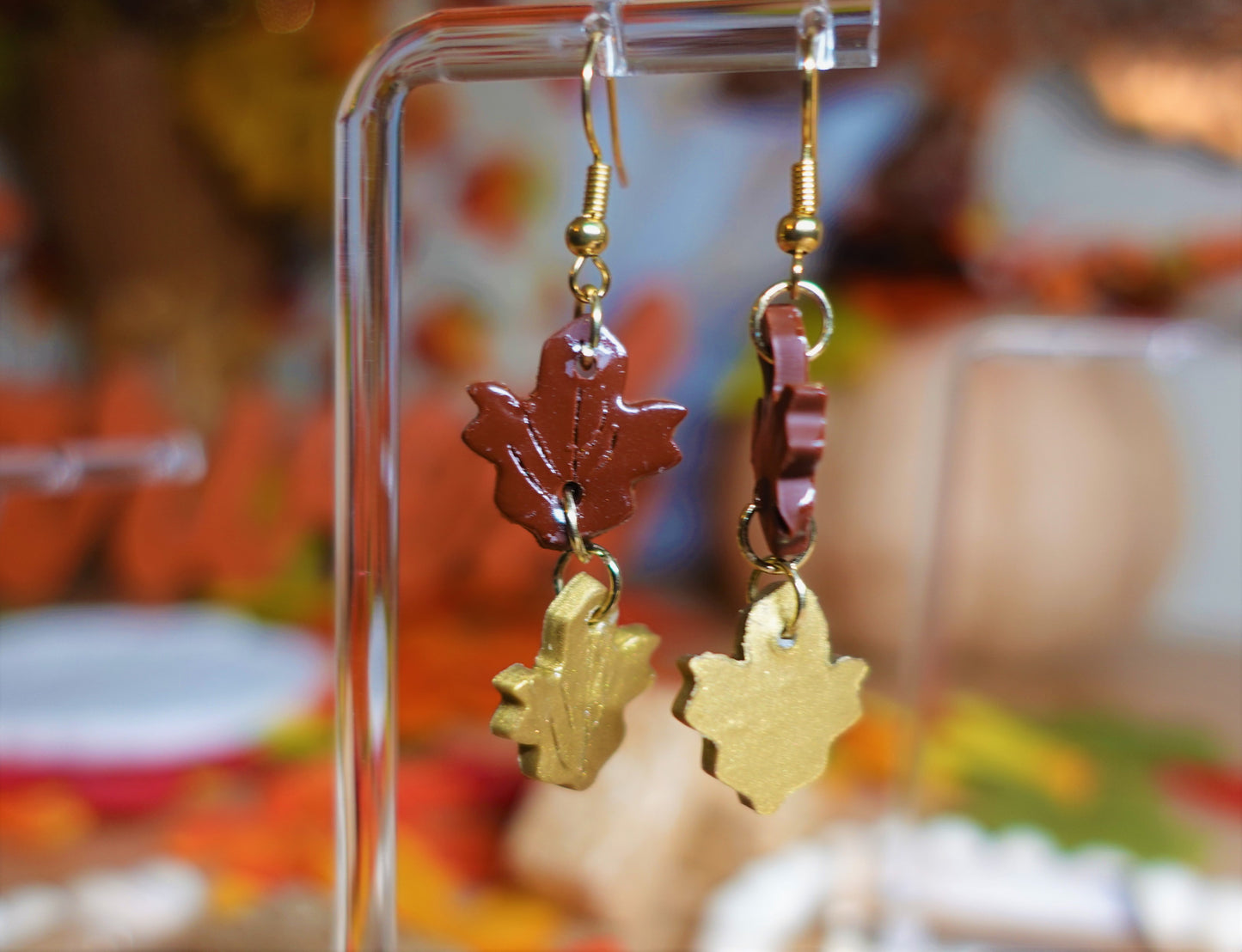 Fallen Leaves - Chocolate + Gold Dangles