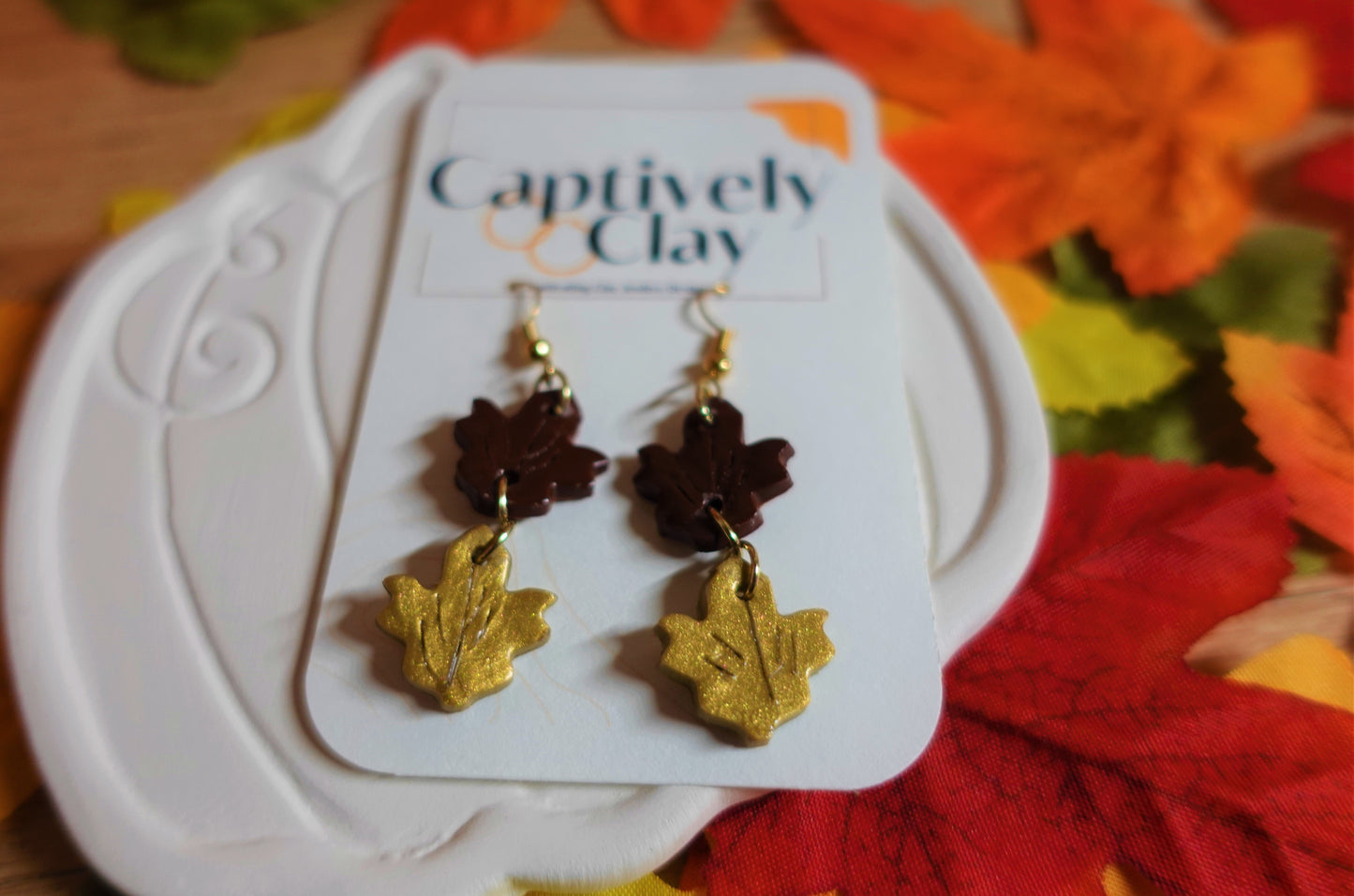 Fallen Leaves - Chocolate + Gold Dangles