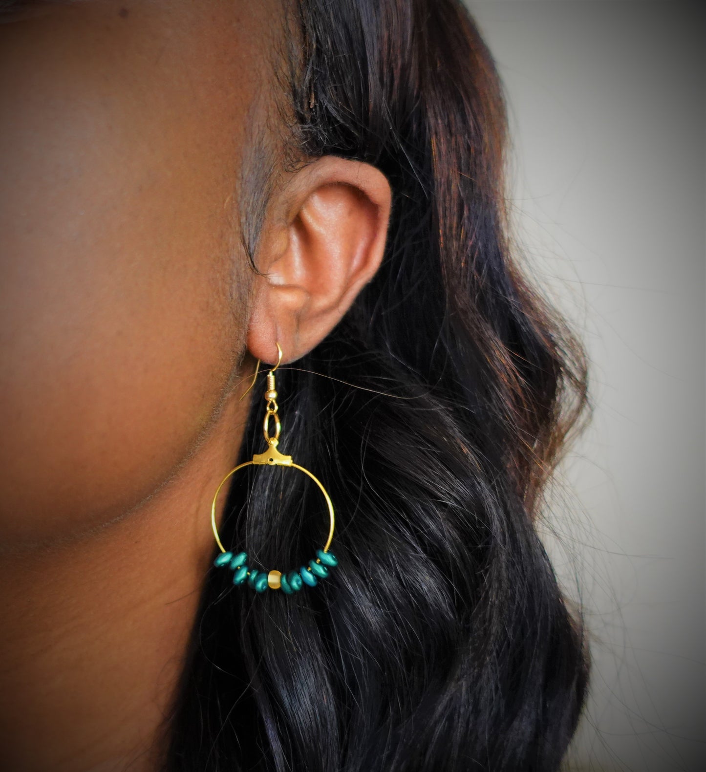 Beaded Mini Hoops - Turquoise