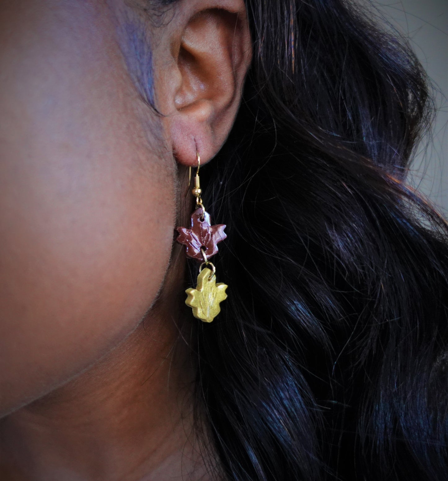 Fallen Leaves - Chocolate + Gold Dangles